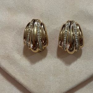 Vintage Grosse Dior Gold and Crystal teardrop earrings SIGNED